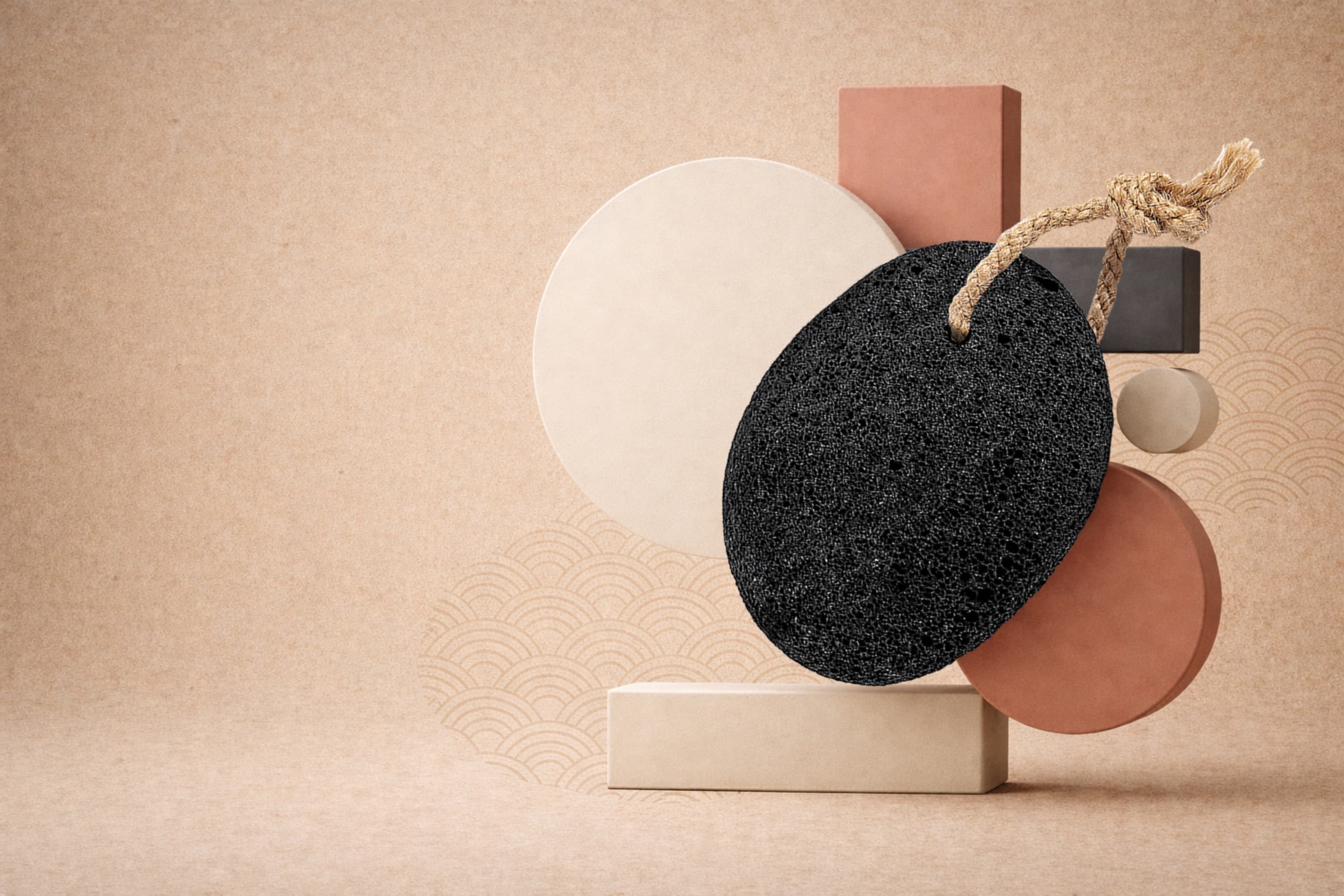 Zen landscape of Japanese volcanic rocks and mist