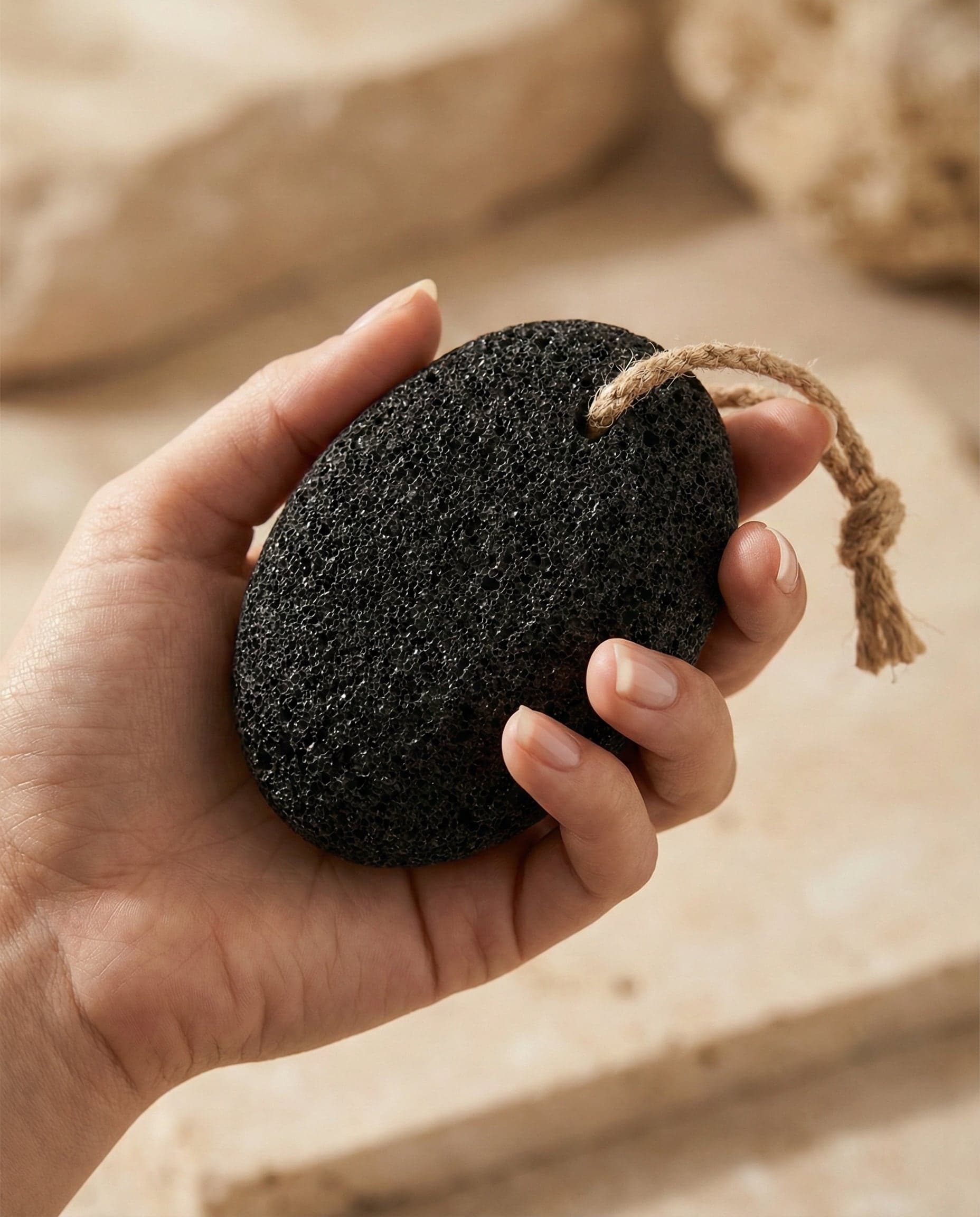 Pumice stone in hand