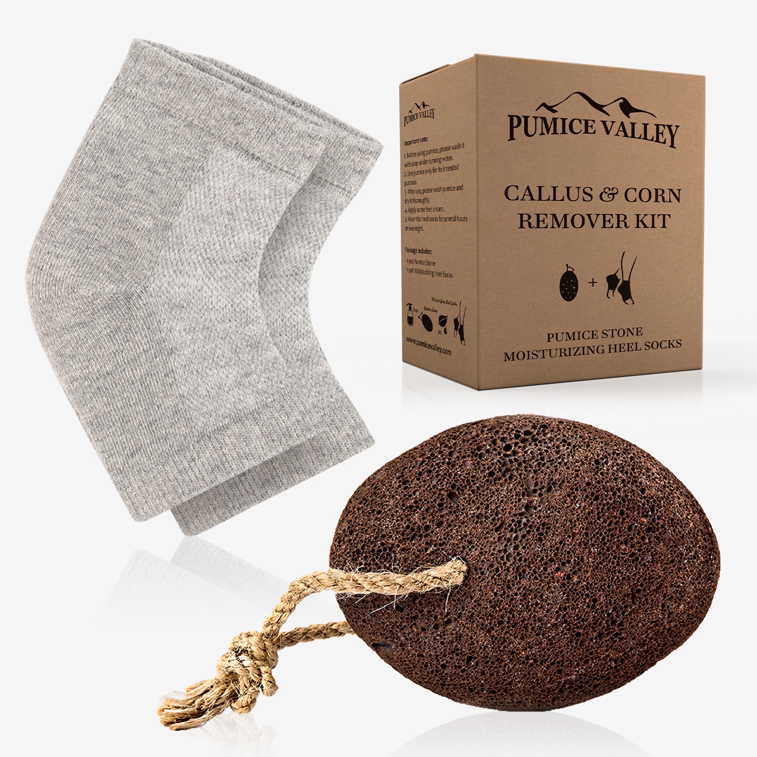 Pumice Stone for Feet & Moisturizing Heel Sleeves